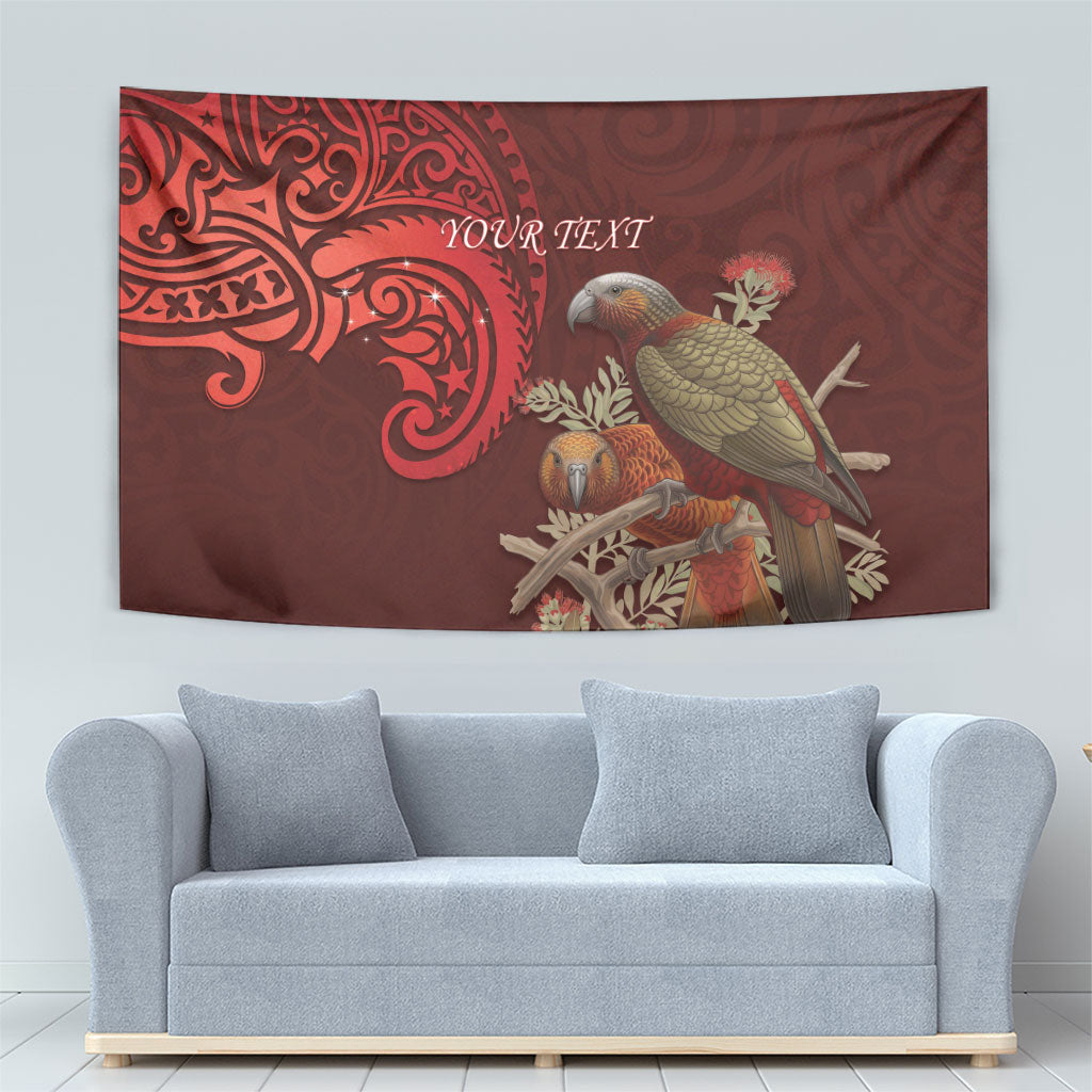 New Zealand Kaka Bird Personalised Tapestry Pohutukawa Matariki Maori Pattern LT22 - Polynesian Pride