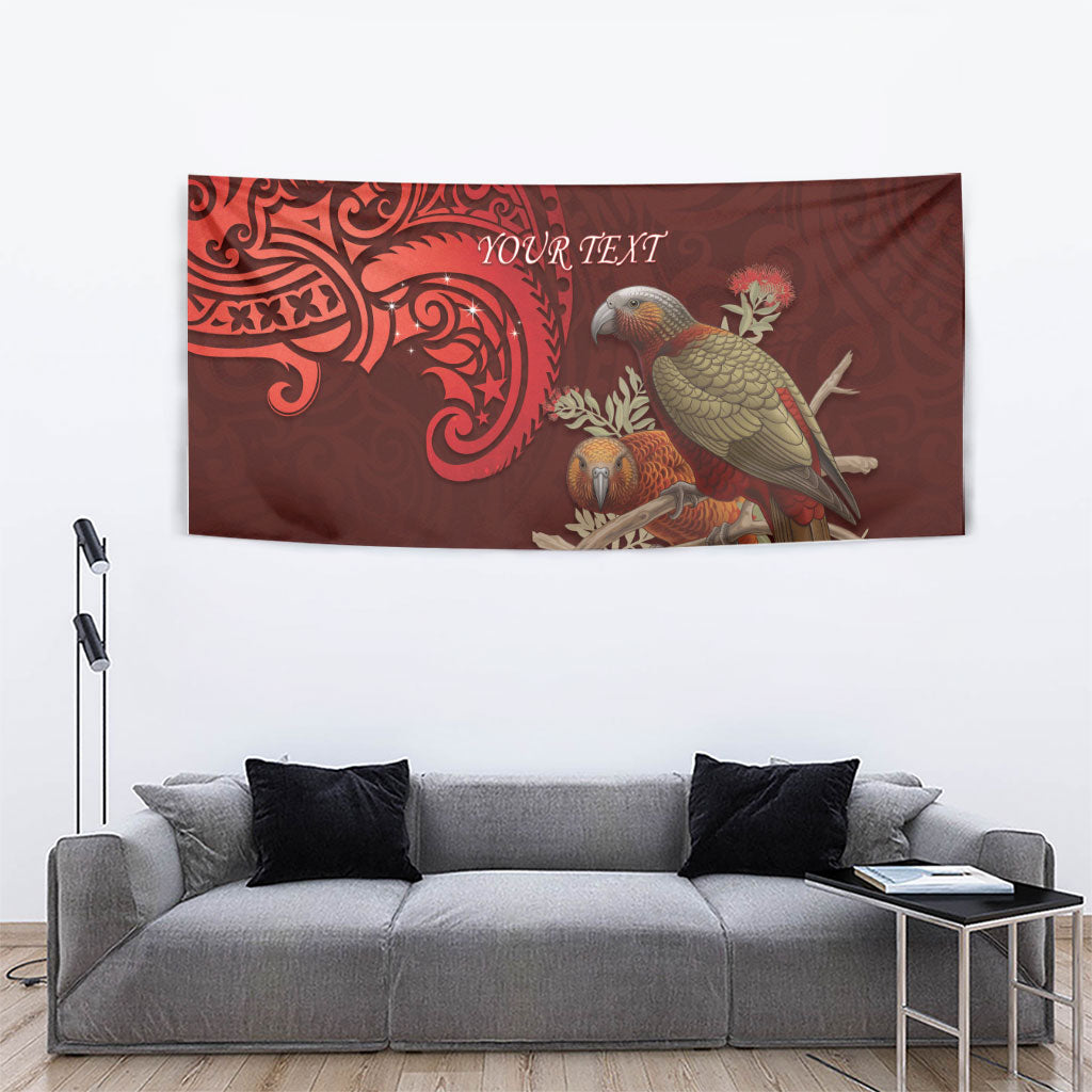 New Zealand Kaka Bird Personalised Tapestry Pohutukawa Matariki Maori Pattern LT22 - Polynesian Pride