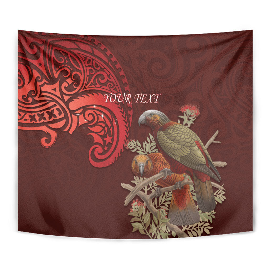 New Zealand Kaka Bird Personalised Tapestry Pohutukawa Matariki Maori Pattern LT22 - Polynesian Pride