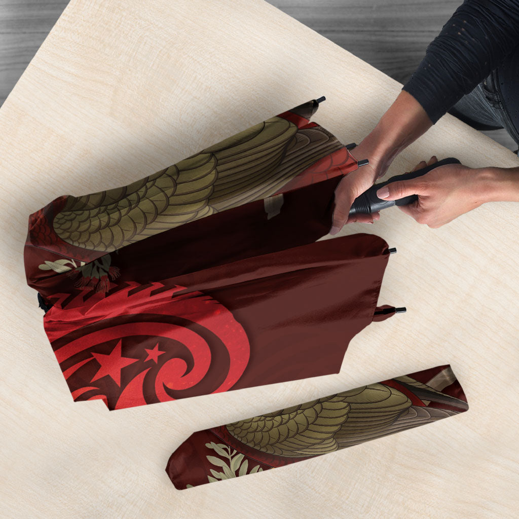 New Zealand Kaka Bird Personalised Umbrella Pohutukawa Matariki Maori Pattern LT22 - Polynesian Pride