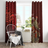 New Zealand Kaka Bird Personalised Window Curtain Pohutukawa Matariki Maori Pattern