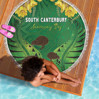 South Canterbury Anniversary Day Beach Blanket Kiwi Kowhai Silver Fern Maori Pattern LT22 - Polynesian Pride