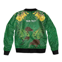 Personalised South Canterbury Anniversary Day Bomber Jacket Kiwi Kowhai Silver Fern Maori Pattern LT22 - Polynesian Pride
