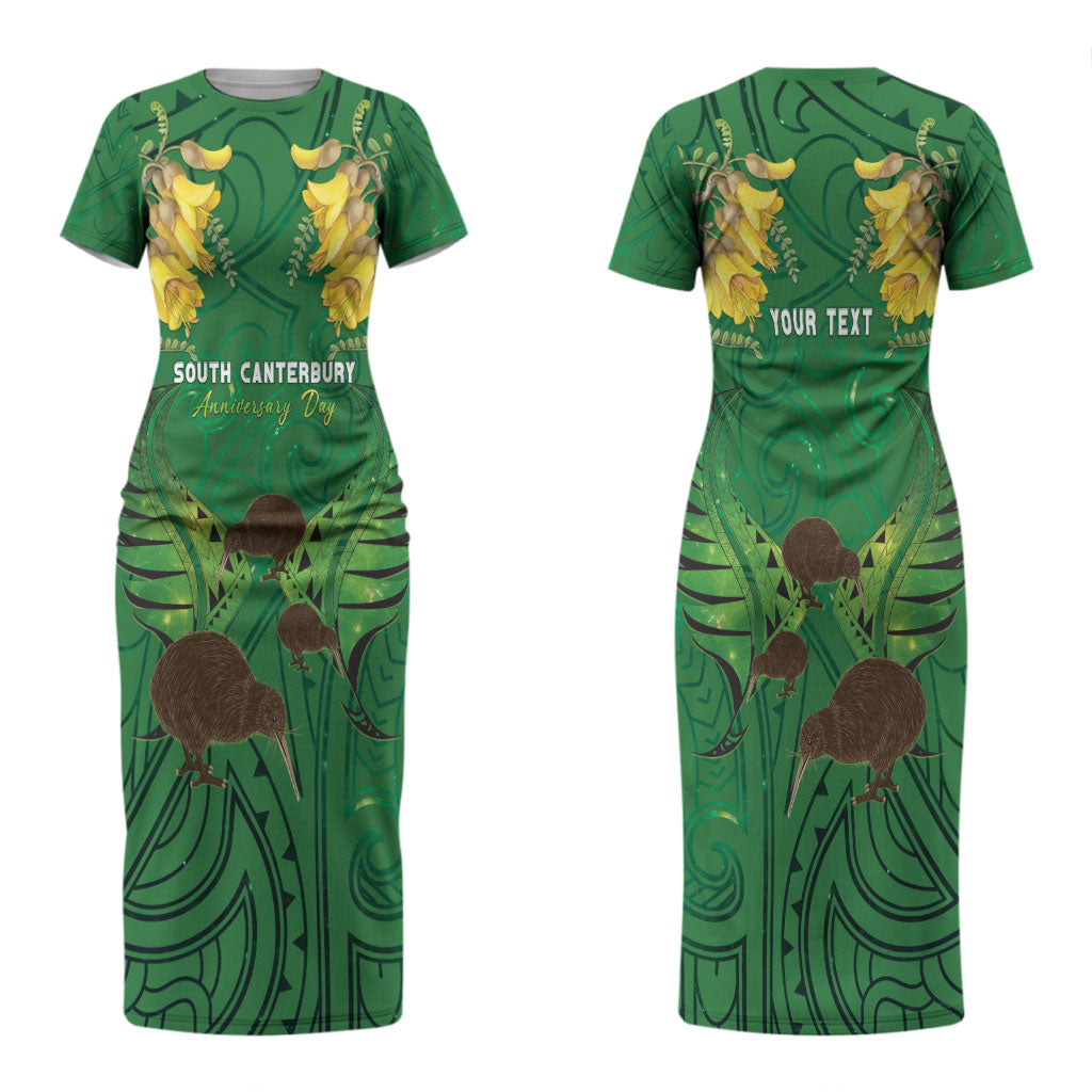 Personalised South Canterbury Anniversary Day Couples Matching Short Sleeve Bodycon Dress and Long Sleeve Button Shirt Kiwi Kowhai Silver Fern Maori Pattern LT22 - Polynesian Pride