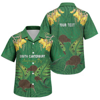 Personalised South Canterbury Anniversary Day Family Matching Tank Maxi Dress and Hawaiian Shirt Kiwi Kowhai Silver Fern Maori Pattern LT22 Son's Shirt Green - Polynesian Pride