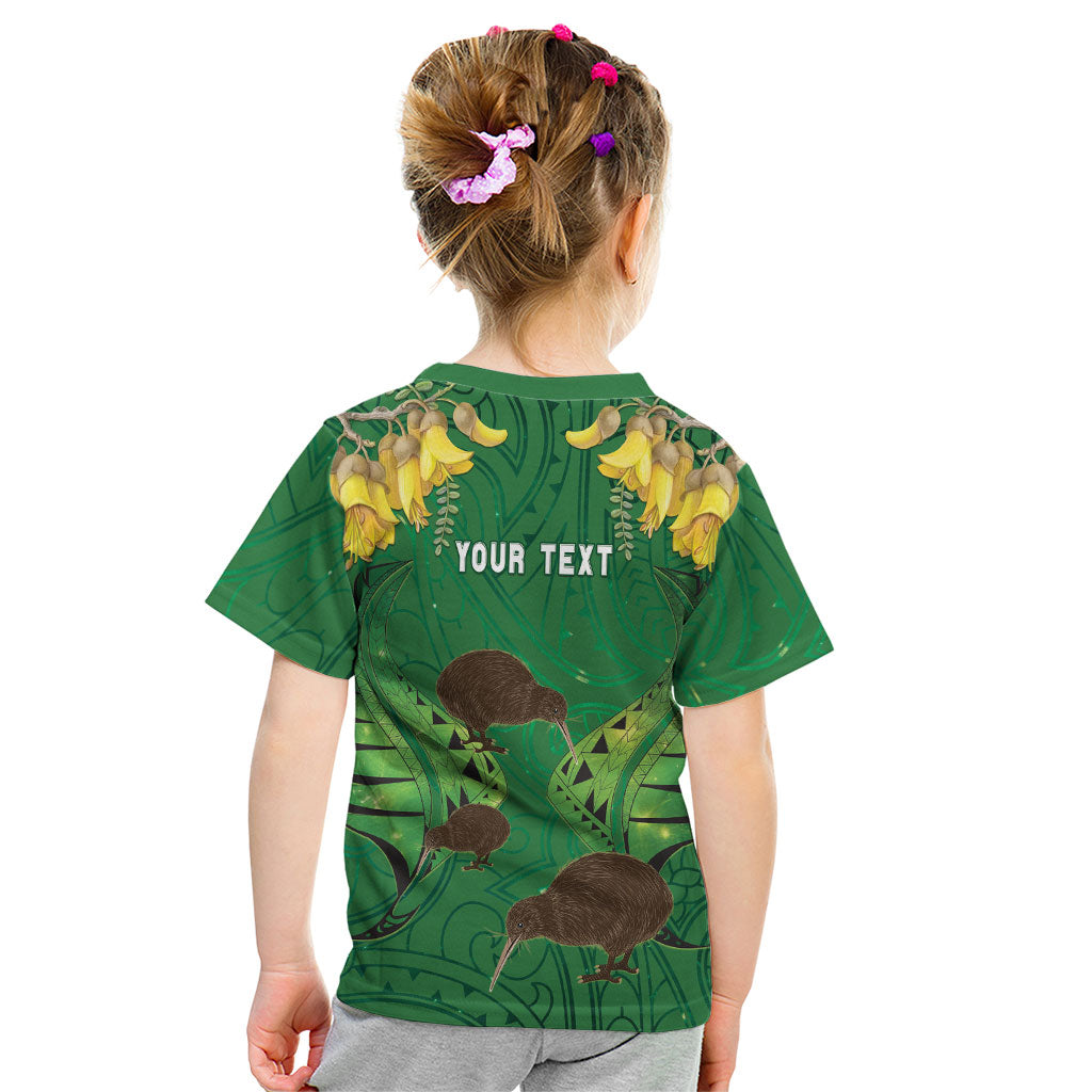 Personalised South Canterbury Anniversary Day Kid T Shirt Kiwi Kowhai Silver Fern Maori Pattern LT22 - Polynesian Pride