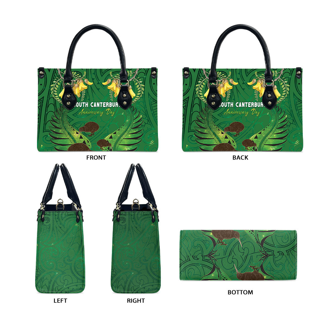 South Canterbury Anniversary Day Leather Bag Kiwi Kowhai Silver Fern Maori Pattern LT22 - Polynesian Pride