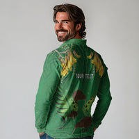 Personalised South Canterbury Anniversary Day Long Sleeve Polo Shirt Kiwi Kowhai Silver Fern Maori Pattern LT22 - Polynesian Pride