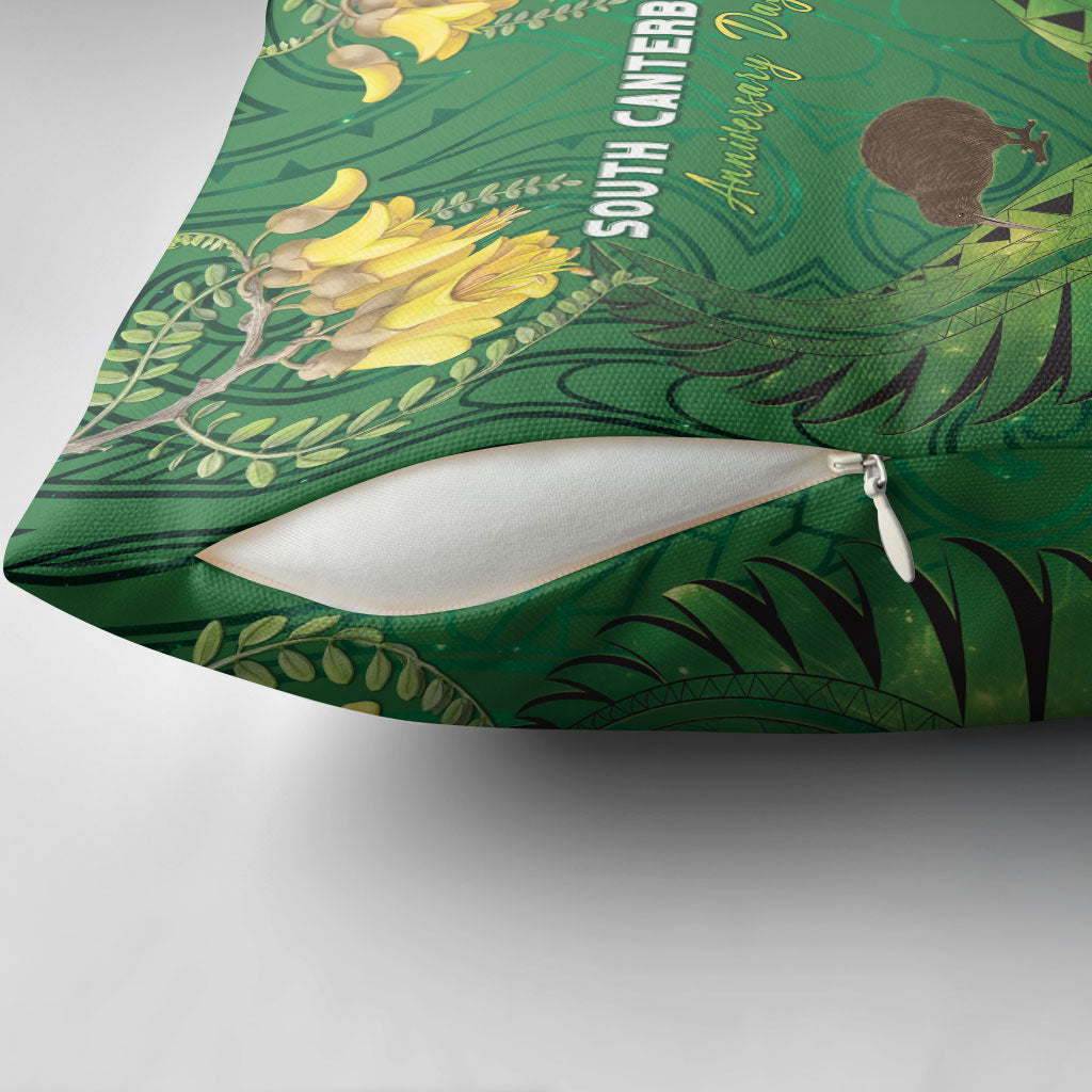 South Canterbury Anniversary Day Pillow Cover Kiwi Kowhai Silver Fern Maori Pattern LT22 - Polynesian Pride