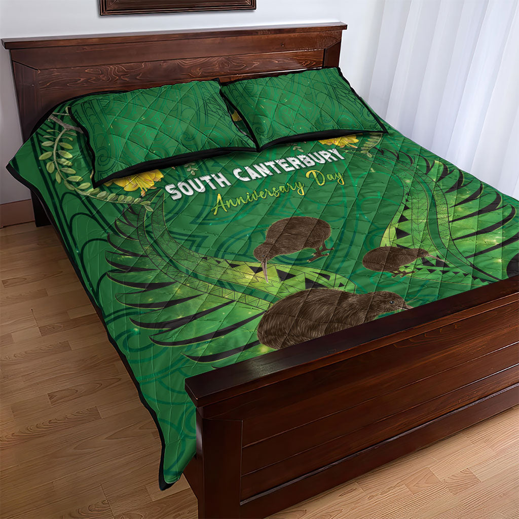 South Canterbury Anniversary Day Quilt Bed Set Kiwi Kowhai Silver Fern Maori Pattern LT22 - Polynesian Pride