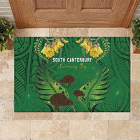 South Canterbury Anniversary Day Rubber Doormat Kiwi Kowhai Silver Fern Maori Pattern LT22 Green - Polynesian Pride