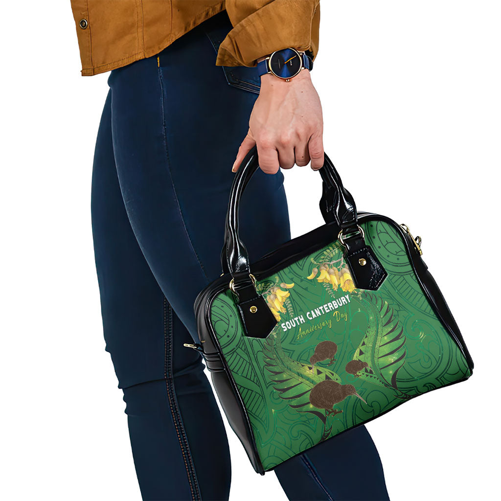 South Canterbury Anniversary Day Shoulder Handbag Kiwi Kowhai Silver Fern Maori Pattern LT22 - Polynesian Pride