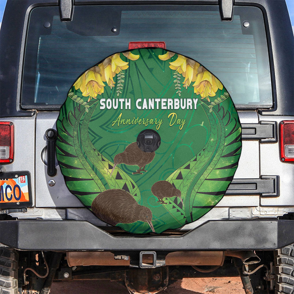 South Canterbury Anniversary Day Spare Tire Cover Kiwi Kowhai Silver Fern Maori Pattern LT22 Green - Polynesian Pride