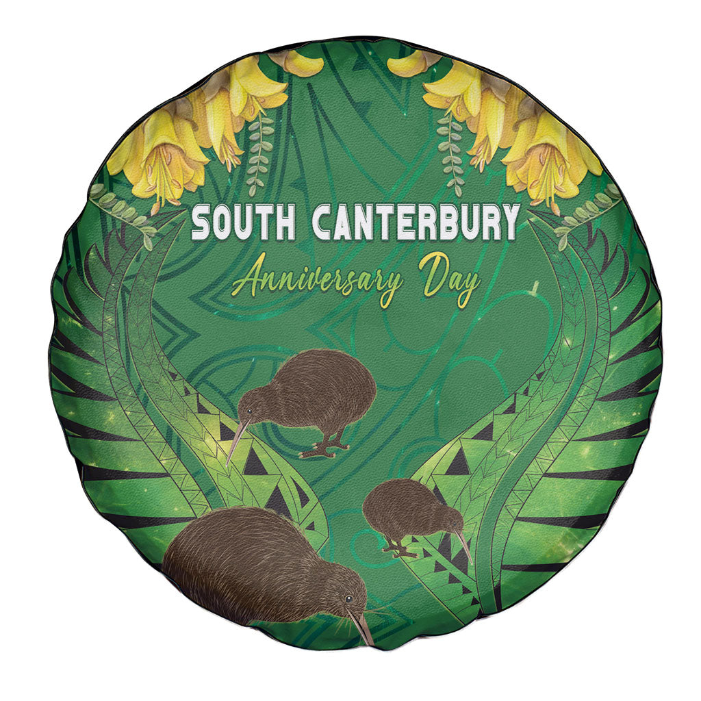 South Canterbury Anniversary Day Spare Tire Cover Kiwi Kowhai Silver Fern Maori Pattern LT22 - Polynesian Pride