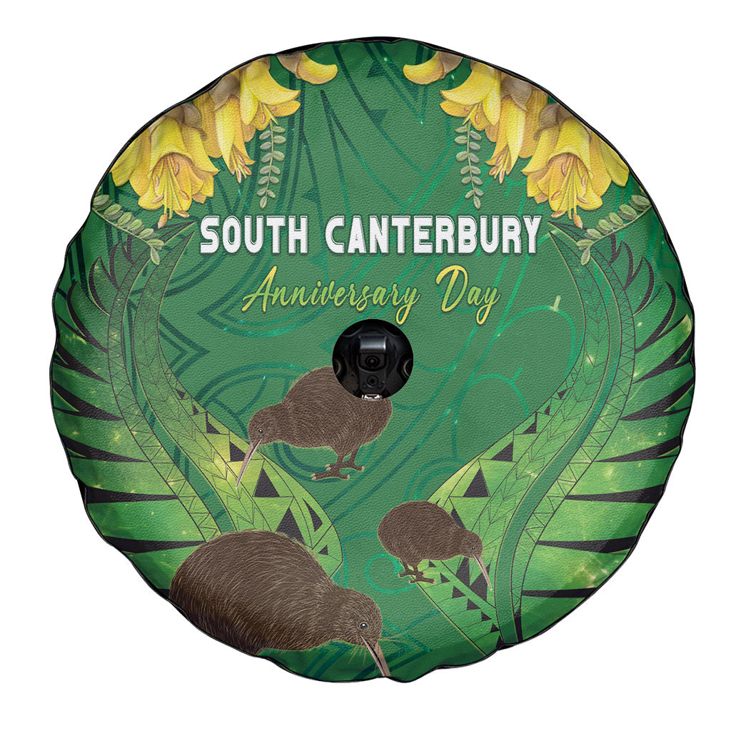 South Canterbury Anniversary Day Spare Tire Cover Kiwi Kowhai Silver Fern Maori Pattern LT22 - Polynesian Pride