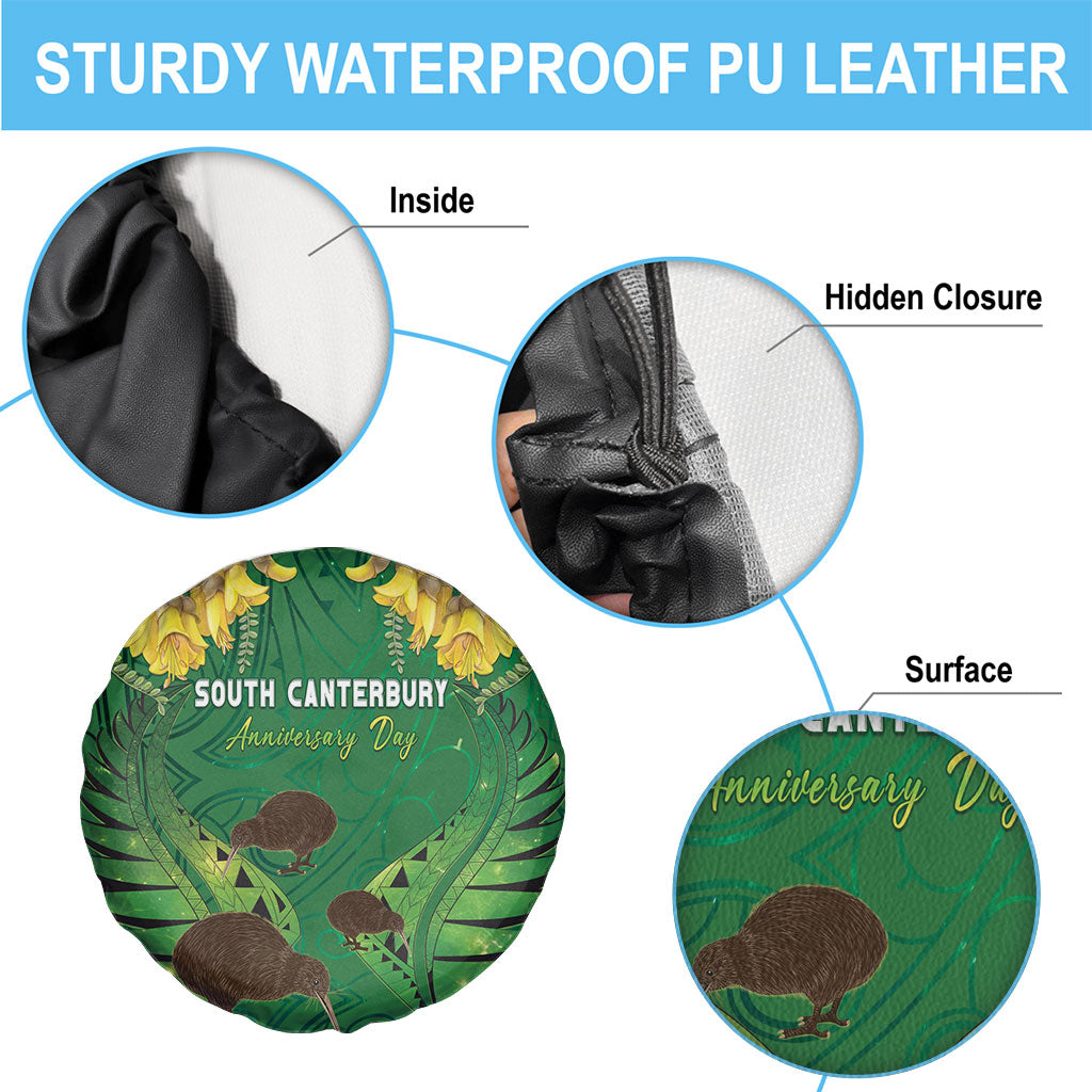 South Canterbury Anniversary Day Spare Tire Cover Kiwi Kowhai Silver Fern Maori Pattern LT22 - Polynesian Pride