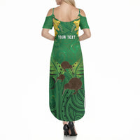 Personalised South Canterbury Anniversary Day Summer Maxi Dress Kiwi Kowhai Silver Fern Maori Pattern LT22 - Polynesian Pride