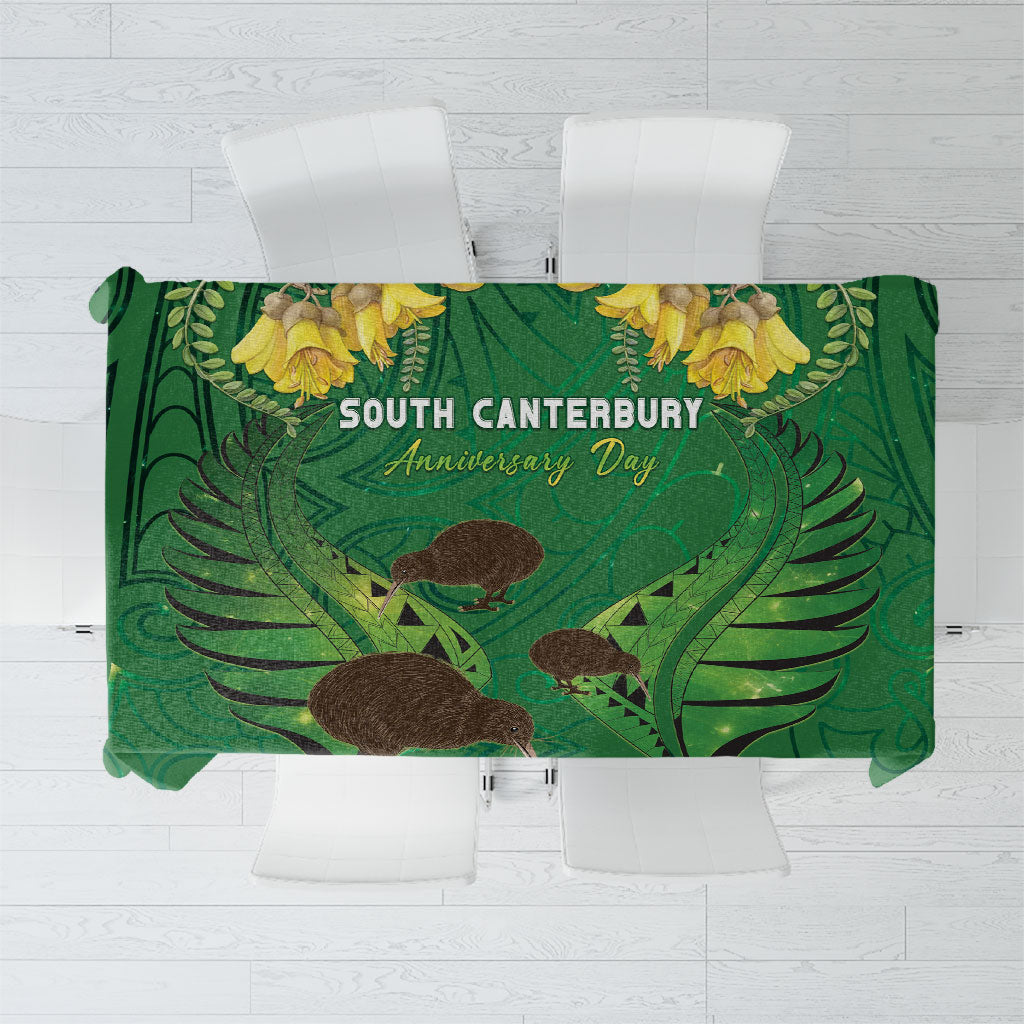 South Canterbury Anniversary Day Tablecloth Kiwi Kowhai Silver Fern Maori Pattern LT22 Green - Polynesian Pride