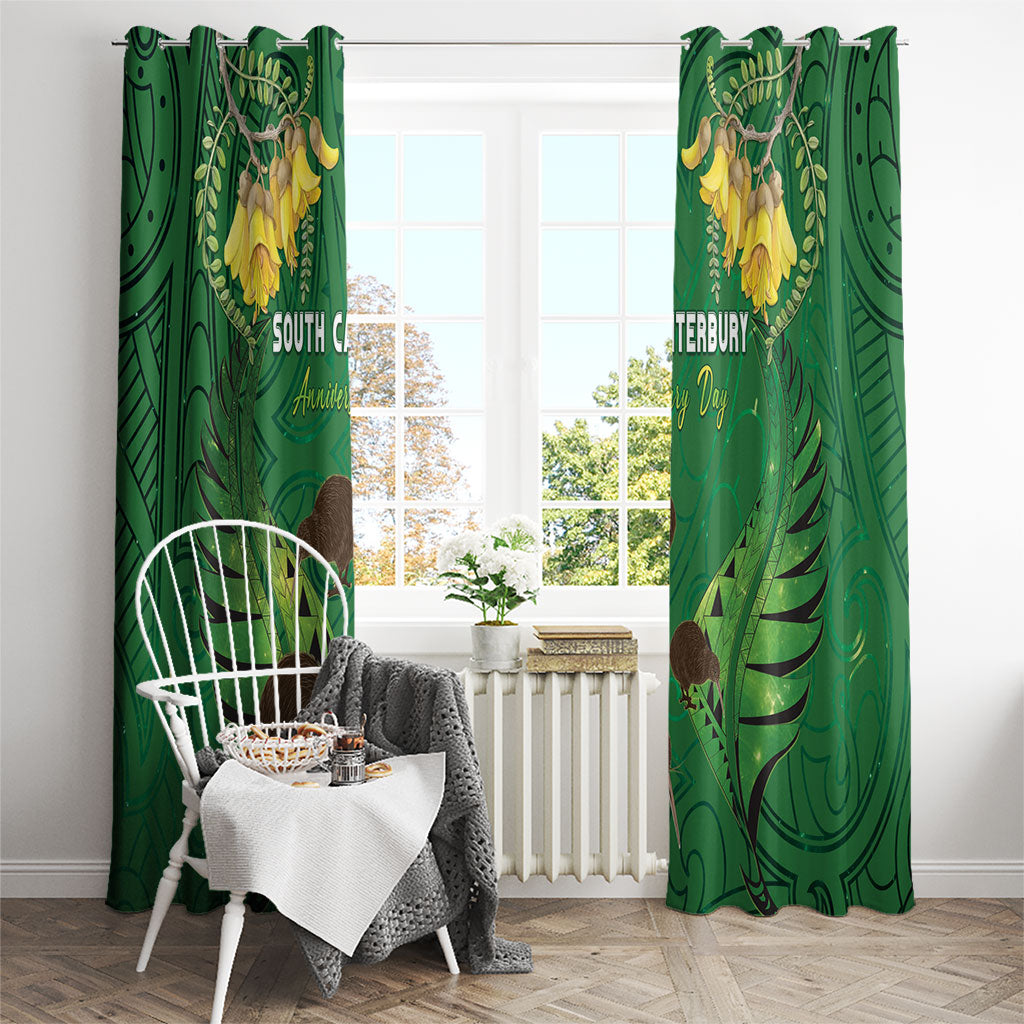 South Canterbury Anniversary Day Window Curtain Kiwi Kowhai Silver Fern Maori Pattern LT22 - Polynesian Pride