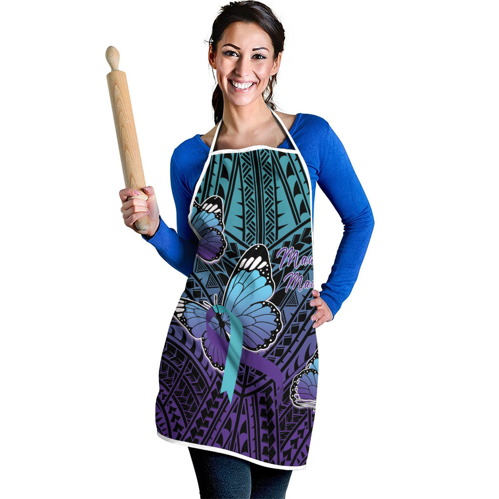 New Zealand Suicide Prevention Month Apron Maori Mauri Tu Mauri Ora Polynesian Pattern LT22 - Polynesian Pride