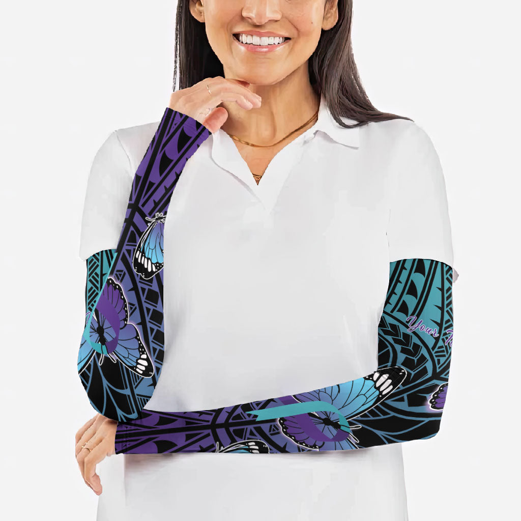 Personalised New Zealand Suicide Prevention Month Arm Sleeves Maori Mauri Tu Mauri Ora Polynesian Pattern LT22 - Polynesian Pride