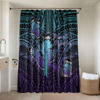 New Zealand Suicide Prevention Month Bathroom Set Maori Mauri Tu Mauri Ora Polynesian Pattern LT22 Shower Curtain Only Teal - Polynesian Pride
