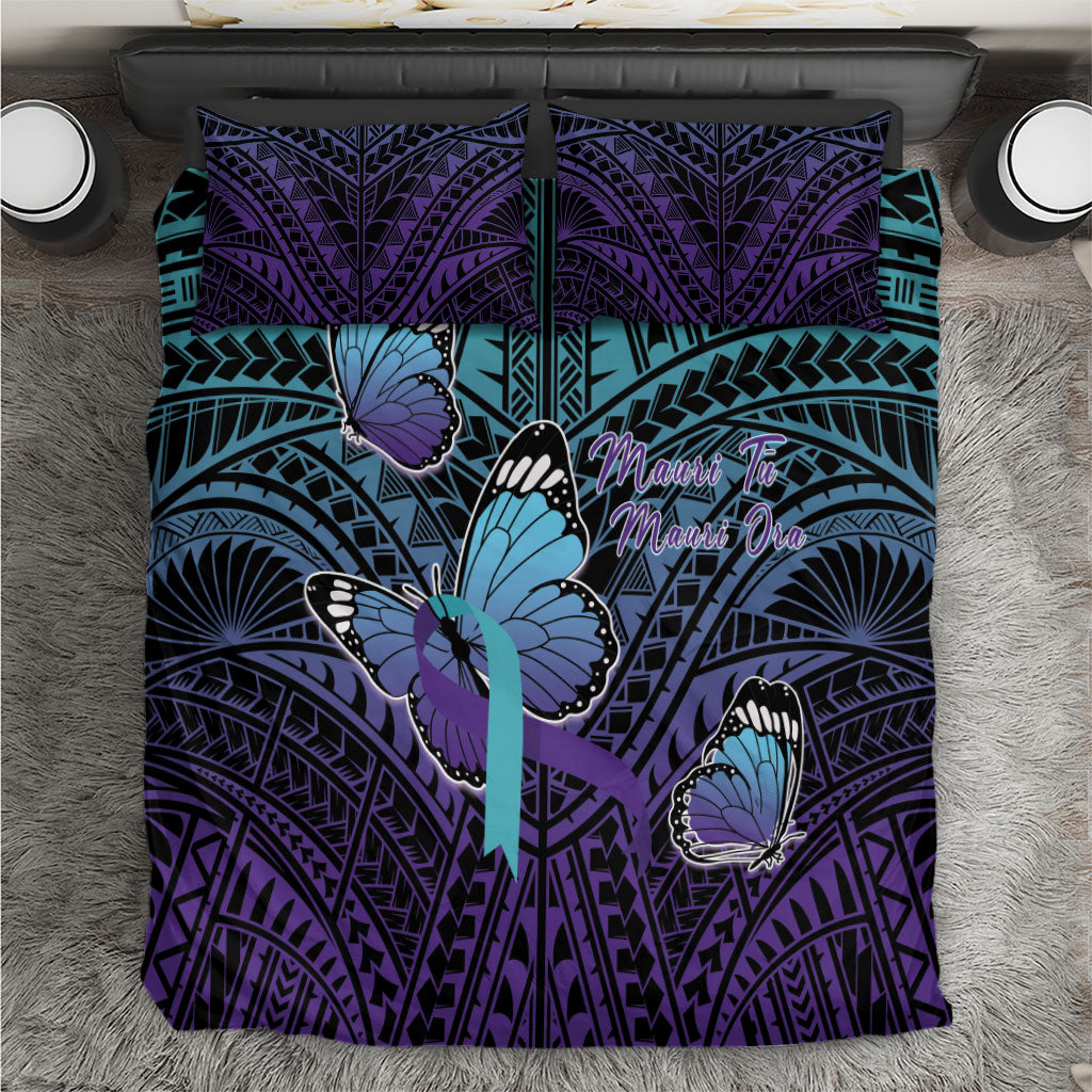 New Zealand Suicide Prevention Month Bedding Set Maori Mauri Tu Mauri Ora Polynesian Pattern LT22 Teal - Polynesian Pride
