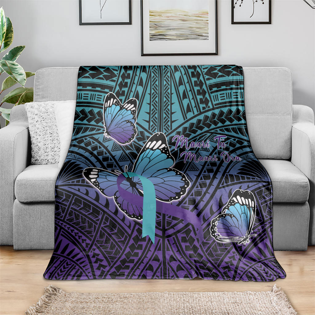 New Zealand Suicide Prevention Month Blanket Maori Mauri Tu Mauri Ora Polynesian Pattern LT22 - Polynesian Pride
