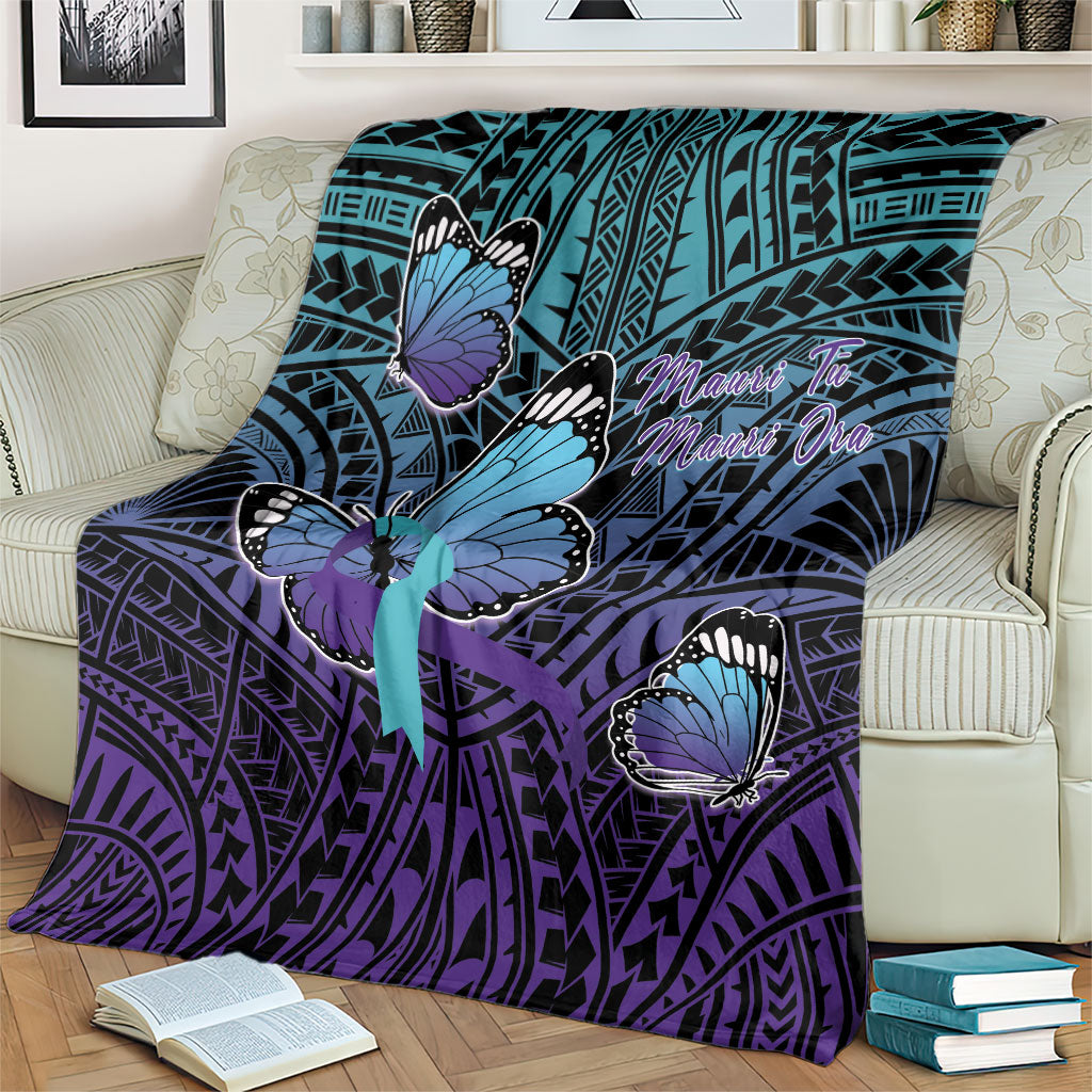 New Zealand Suicide Prevention Month Blanket Maori Mauri Tu Mauri Ora Polynesian Pattern LT22 - Polynesian Pride