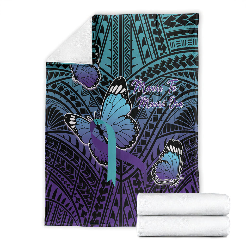 New Zealand Suicide Prevention Month Blanket Maori Mauri Tu Mauri Ora Polynesian Pattern LT22 - Polynesian Pride