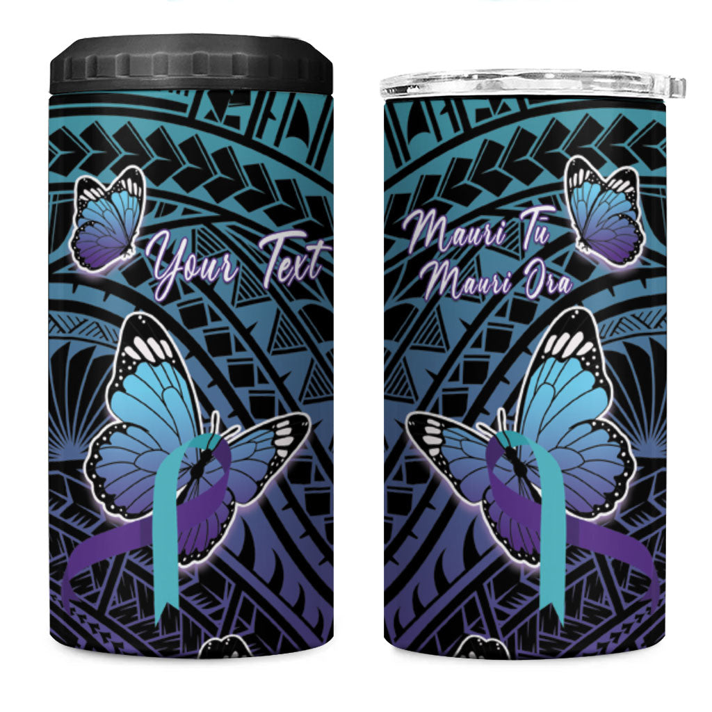 Personalised New Zealand Suicide Prevention Month 4 in 1 Can Cooler Tumbler Maori Mauri Tu Mauri Ora Polynesian Pattern LT22 One Size: 16 oz Teal - Polynesian Pride