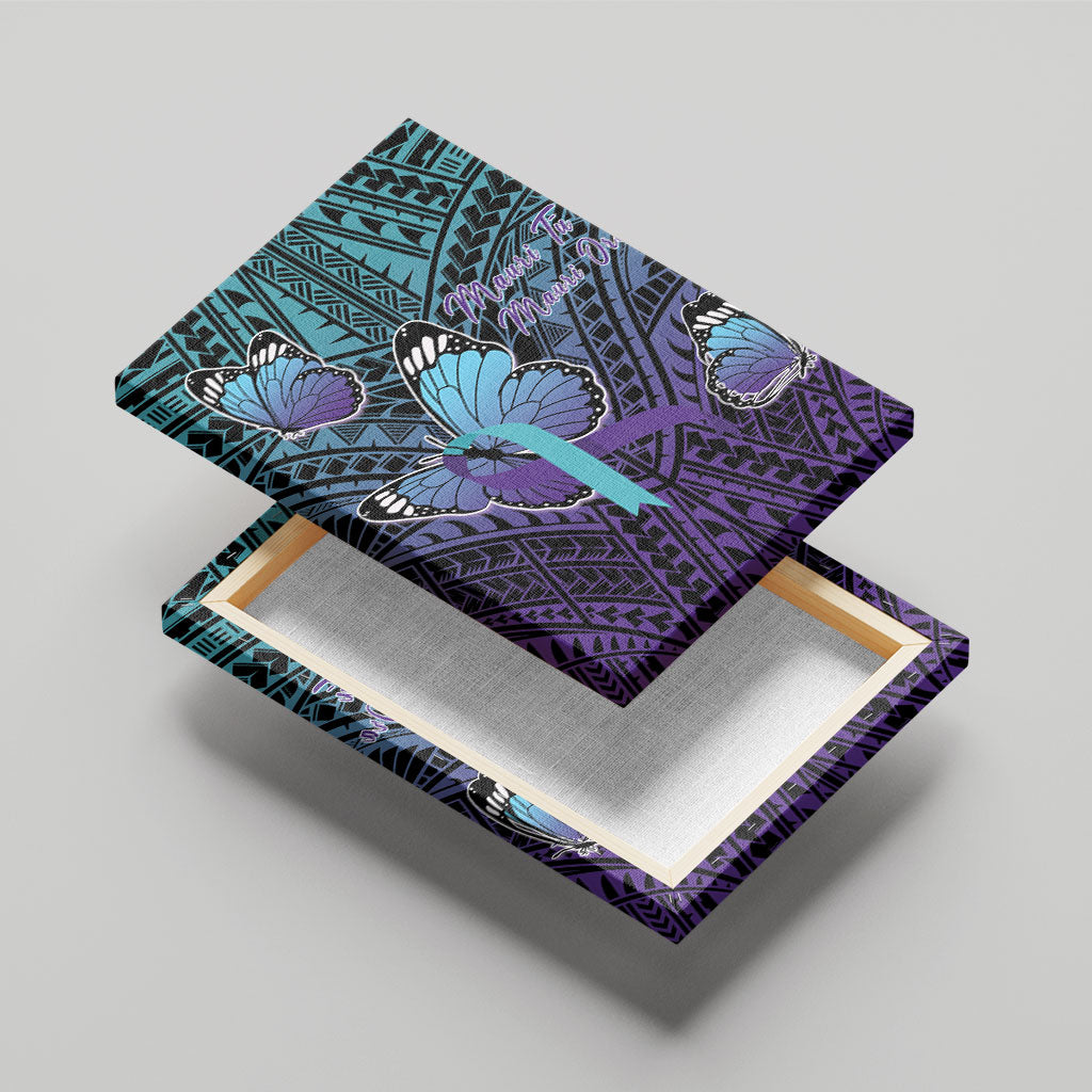 New Zealand Suicide Prevention Month Canvas Wall Art Maori Mauri Tu Mauri Ora Polynesian Pattern LT22 - Polynesian Pride
