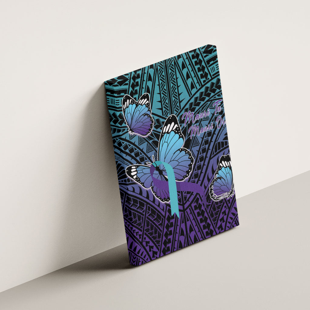 New Zealand Suicide Prevention Month Canvas Wall Art Maori Mauri Tu Mauri Ora Polynesian Pattern LT22 - Polynesian Pride