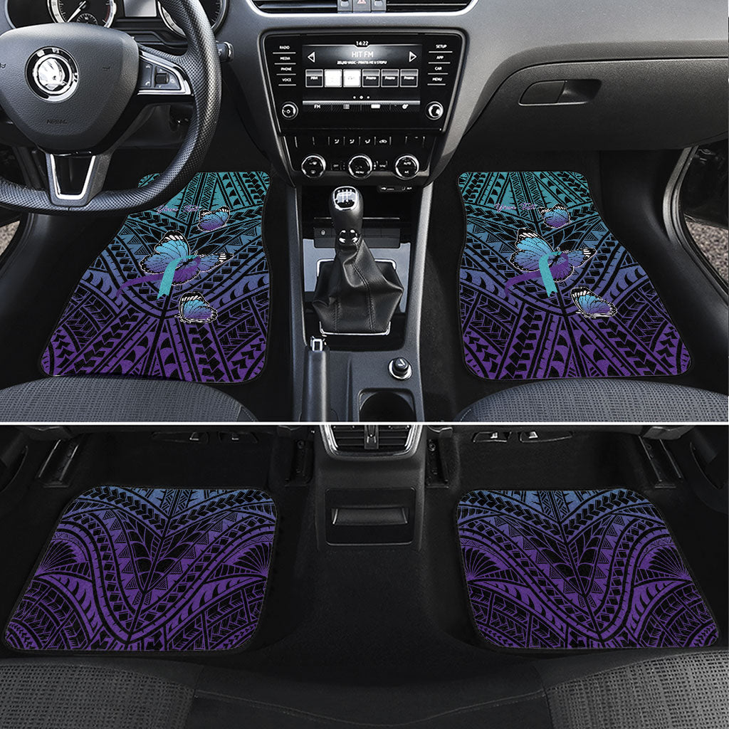 Personalised New Zealand Suicide Prevention Month Car Mats Maori Mauri Tu Mauri Ora Polynesian Pattern