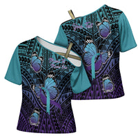 Personalised New Zealand Suicide Prevention Month Cross Shoulder Shirt Maori Mauri Tu Mauri Ora Polynesian Pattern LT22 - Polynesian Pride