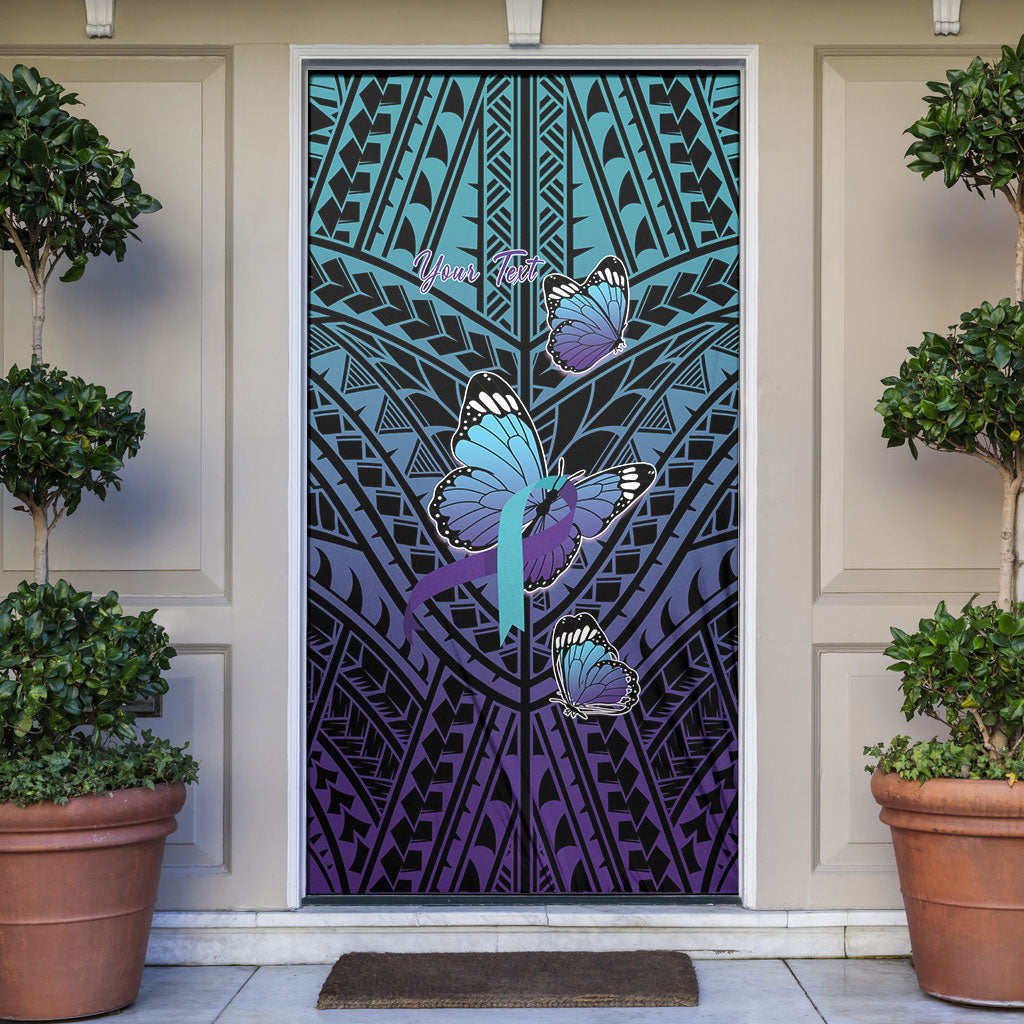 Personalised New Zealand Suicide Prevention Month Door Cover Maori Mauri Tu Mauri Ora Polynesian Pattern