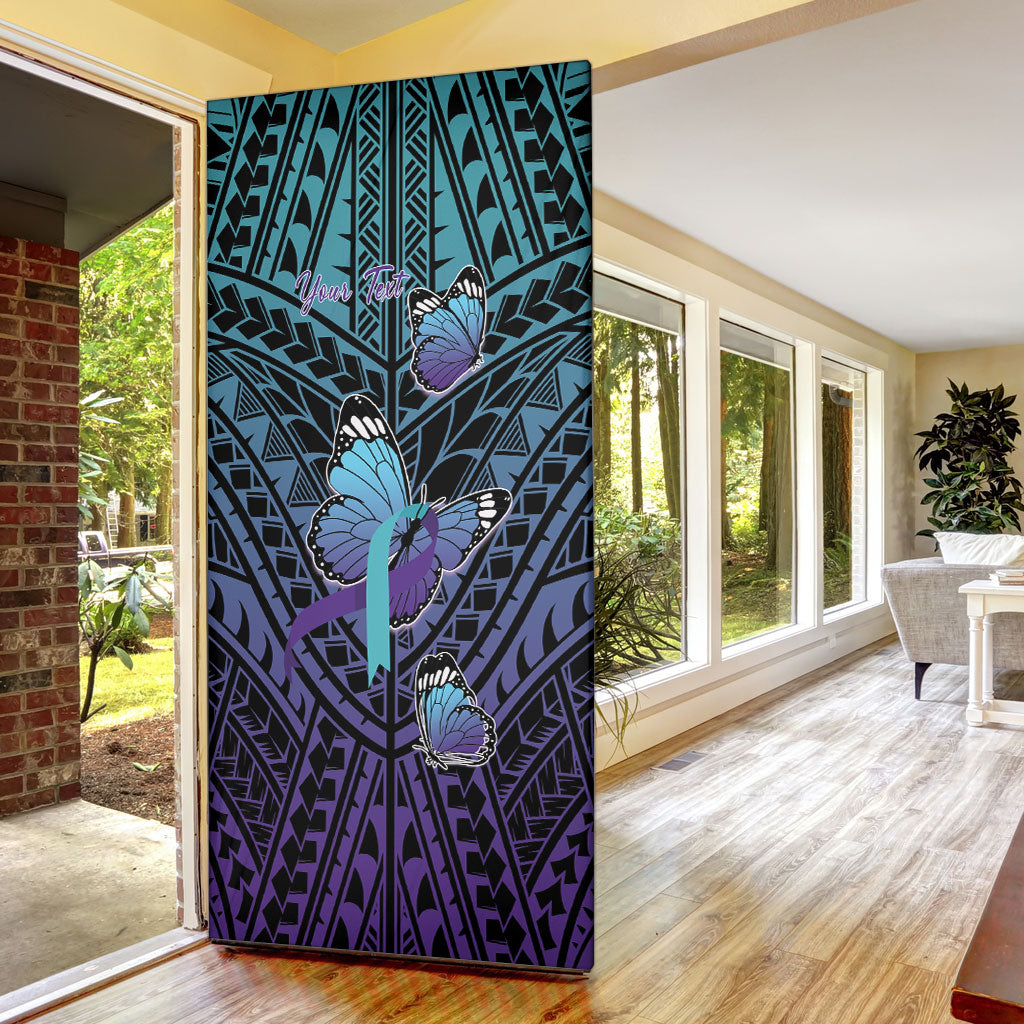 Personalised New Zealand Suicide Prevention Month Door Cover Maori Mauri Tu Mauri Ora Polynesian Pattern LT22 - Polynesian Pride