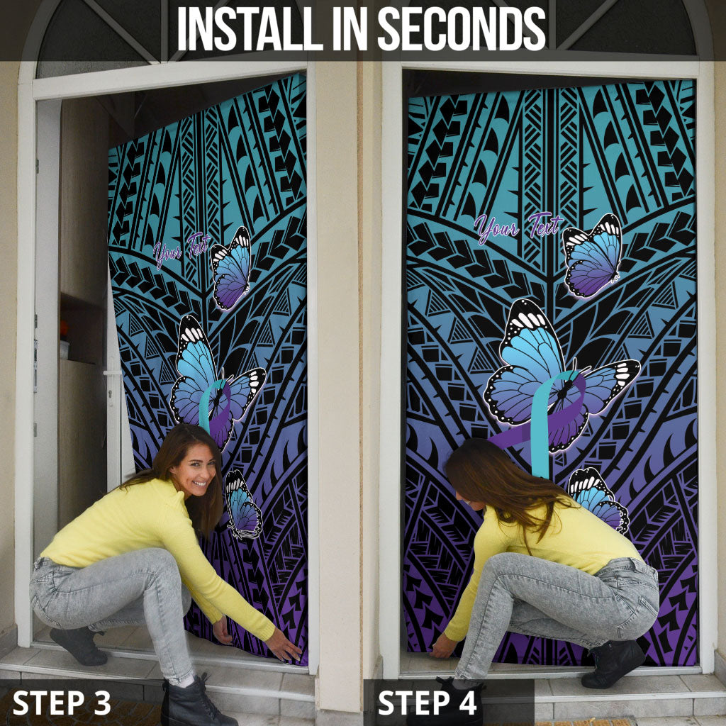 Personalised New Zealand Suicide Prevention Month Door Cover Maori Mauri Tu Mauri Ora Polynesian Pattern LT22 - Polynesian Pride