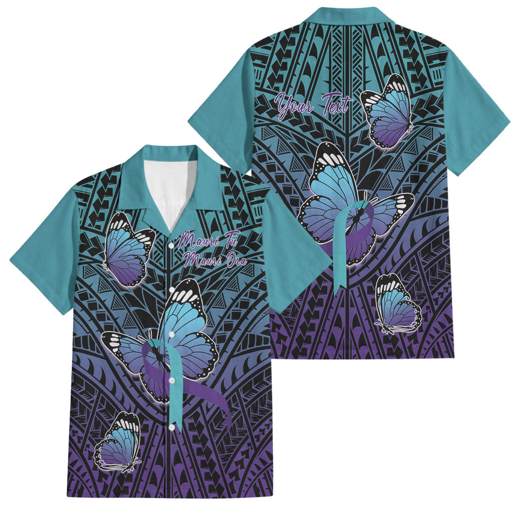 Personalised New Zealand Suicide Prevention Month Family Matching Long Sleeve Bodycon Dress and Hawaiian Shirt Maori Mauri Tu Mauri Ora Polynesian Pattern LT22 Dad's Shirt - Short Sleeve Teal - Polynesian Pride