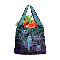 New Zealand Suicide Prevention Month Grocery Bag Maori Mauri Tu Mauri Ora Polynesian Pattern LT22 1-pack One Size Teal - Polynesian Pride