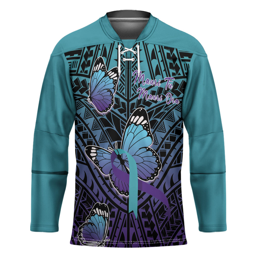 Personalised New Zealand Suicide Prevention Month Hockey Jersey Maori Mauri Tu Mauri Ora Polynesian Pattern LT22 Unisex Teal - Polynesian Pride