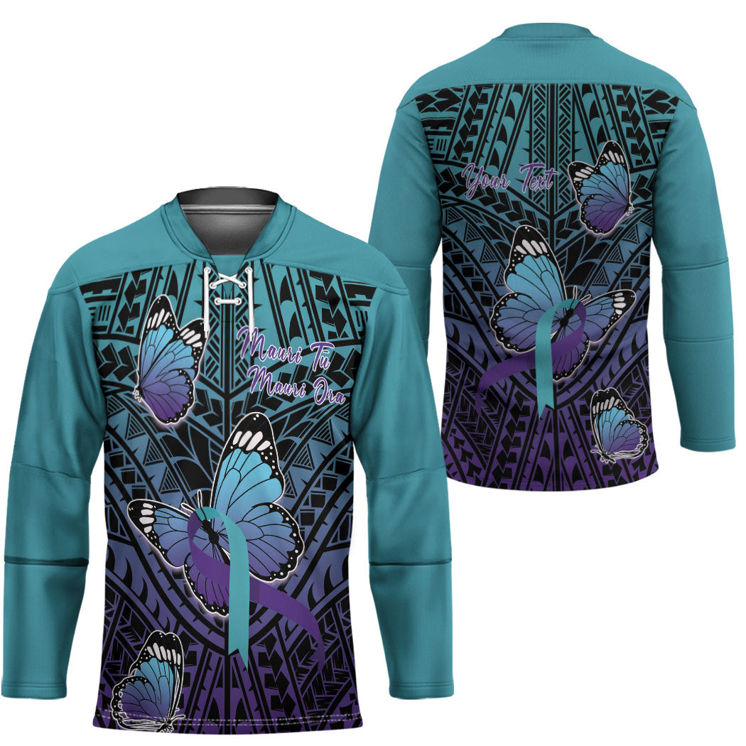 Personalised New Zealand Suicide Prevention Month Hockey Jersey Maori Mauri Tu Mauri Ora Polynesian Pattern LT22 - Polynesian Pride