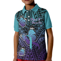 Personalised New Zealand Suicide Prevention Month Kid Polo Shirt Maori Mauri Tu Mauri Ora Polynesian Pattern LT22 Kid Teal - Polynesian Pride