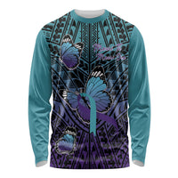 Personalised New Zealand Suicide Prevention Month Long Sleeve Shirt Maori Mauri Tu Mauri Ora Polynesian Pattern LT22 Unisex Teal - Polynesian Pride