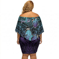 Personalised New Zealand Suicide Prevention Month Off Shoulder Short Dress Maori Mauri Tu Mauri Ora Polynesian Pattern LT22 - Polynesian Pride