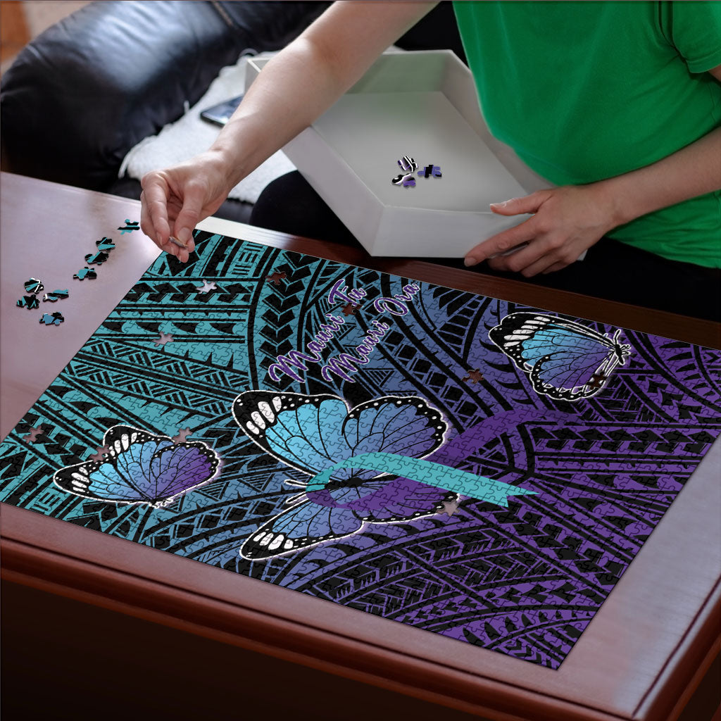 New Zealand Suicide Prevention Month Puzzle Maori Mauri Tu Mauri Ora Polynesian Pattern LT22 - Polynesian Pride