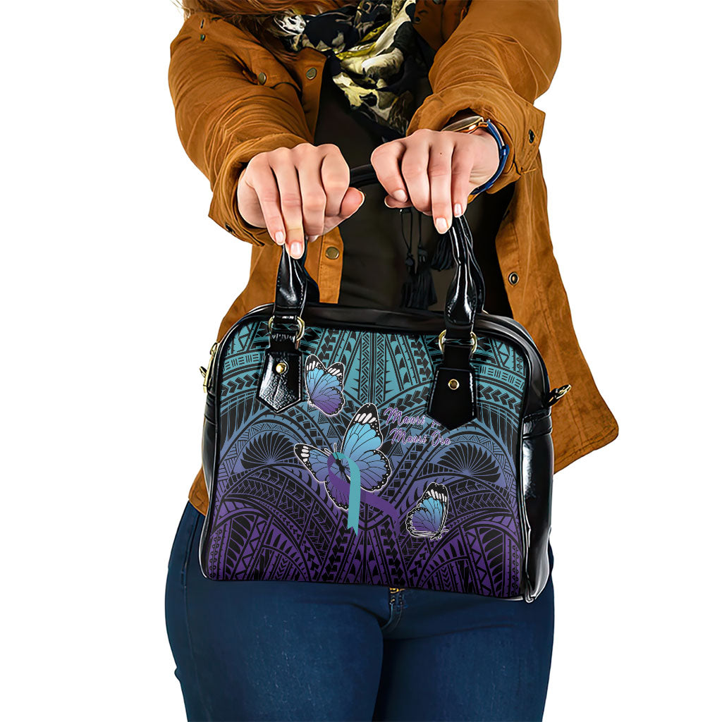 New Zealand Suicide Prevention Month Shoulder Handbag Maori Mauri Tu Mauri Ora Polynesian Pattern LT22 One Size Teal - Polynesian Pride