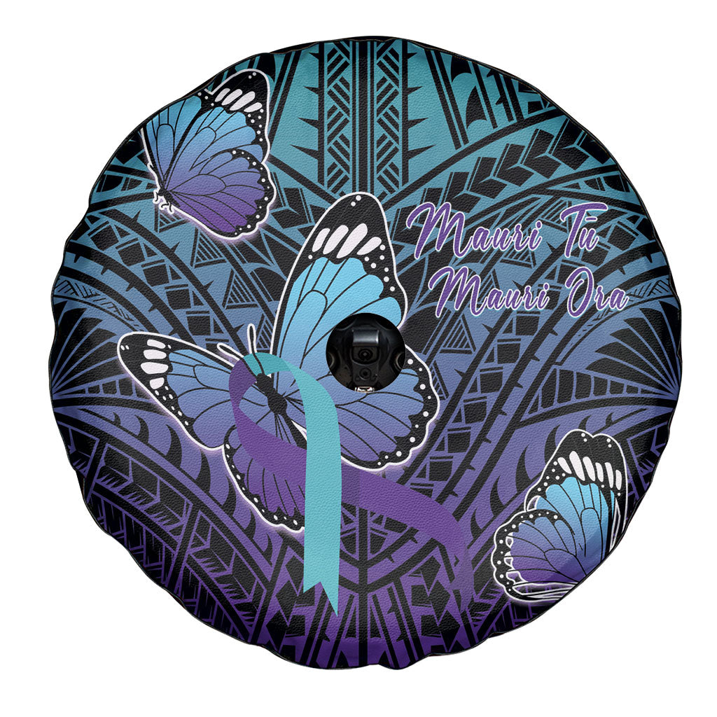 New Zealand Suicide Prevention Month Spare Tire Cover Maori Mauri Tu Mauri Ora Polynesian Pattern LT22 - Polynesian Pride