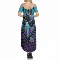 Personalised New Zealand Suicide Prevention Month Summer Maxi Dress Maori Mauri Tu Mauri Ora Polynesian Pattern LT22 - Polynesian Pride