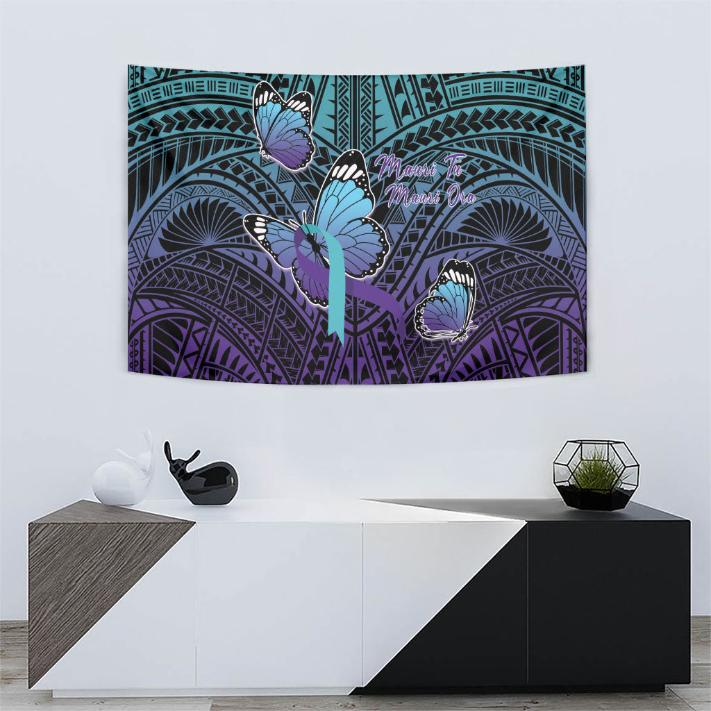 New Zealand Suicide Prevention Month Tapestry Maori Mauri Tu Mauri Ora Polynesian Pattern LT22 - Polynesian Pride
